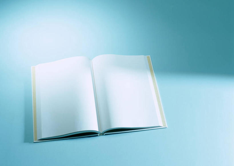 无人,横图,俯视,室内,特写,白天,静物,一本,阴影,蓝色背景,反射,影子,记事本,白色,本子,笔记本,打开,摄影,影棚,开启,空白,彩图,高角度拍摄,影棚拍摄,拍摄