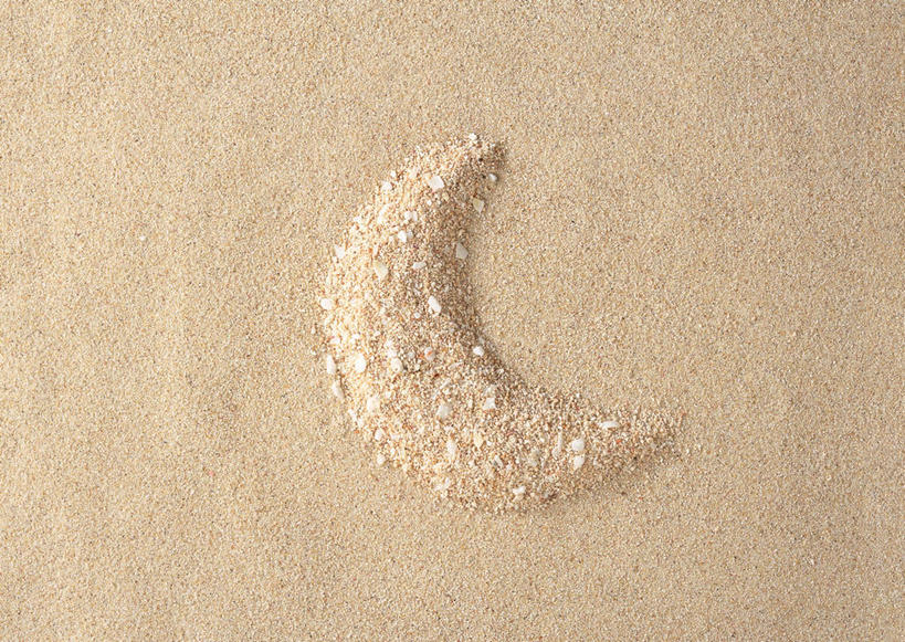 无人,横图,俯视,室外,特写,白天,美景,沙滩,沙子,海岸,景观,月亮,月牙,沙地,痕迹,自然,景色,自然风光,陈迹,海滩,彩图,高角度拍摄