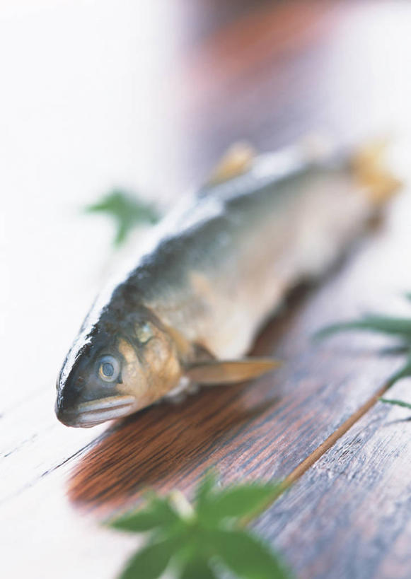 无人,竖图,俯视,室内,特写,白天,烹饪,植物,桌面,桌子,叶子,一条,阴影,朦胧,模糊,反射,木制,鱼,纹理,影子,肉,鱼肉,日本料理,料理,食品,绿叶,香鱼,菜肴,美食,肉类,鱼类,海洋生物,食物,绿色,木制品,日式料理,日式,嫩叶,佳肴,水生动物,水生物,肉食,海底动物,肌理,瓜鱼,香油鱼,叶,叶片,叶脉,彩图,高角度拍摄