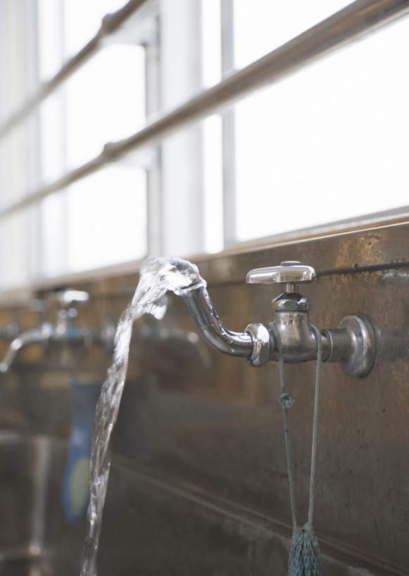 无人,竖图,室内,特写,白天,正面,水,窗户,阴影,朦胧,模糊,反射,水槽,水龙头,液体,影子,墙,水滴,水斗,开关,玻璃窗,墙壁,墙面,打开,阀门,开启,水咀,彩图