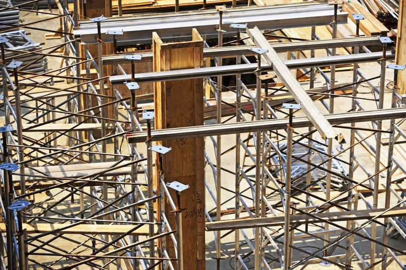 无人,横图,俯视,室外,特写,白天,支架,架子,脚手架,施工,建筑工地,支撑,固定,地盘,建筑地盘,施工地盘,彩图,高角度拍摄,工地,稳固