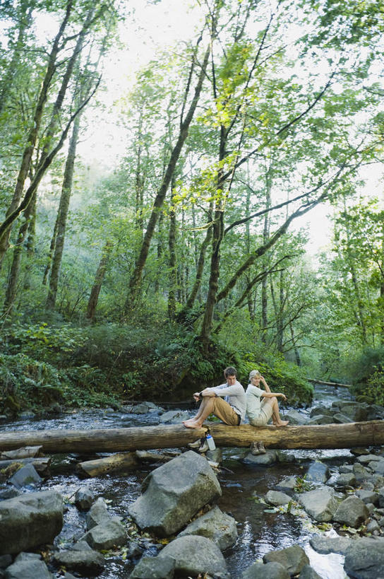 西方人,两个人,坐,竖图,室外,白天,侧面,爱情,锻炼,旅游,度假,安全,运动,河流,石头,树林,水,植物,欧洲,欧洲人,服装,木板,石子,河水,水流,桥,木桥,浪漫,依靠,休闲装,娱乐,栈桥,树,树木,衣服,绿色,天空,小溪,自然,天,溪水,倚靠,背靠背,享受,休闲,温暖,温馨,休闲服,恩爱,放松,背对背,恋人,服饰,生长,成长,人行桥,木板桥,和睦,室外运动,户外运动,独木桥,信任,男人,男性,年轻男性,年轻女性,女人,女性,白种人,情侣,石块,岩石,坐着,彩图,全身,健身,伴侣,融洽