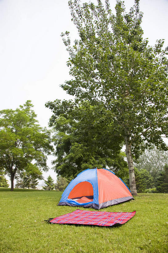 无人,公园,竖图,室外,白天,正面,旅游,度假,草地,草坪,美景,植物,帐篷,坐垫,景观,娱乐,草,树,树木,绿色,天空,自然,天,享受,休闲,景色,放松,生长,成长,自然风光,露营,野营,宿营,野餐垫,野餐地毯,多功能毯,彩图