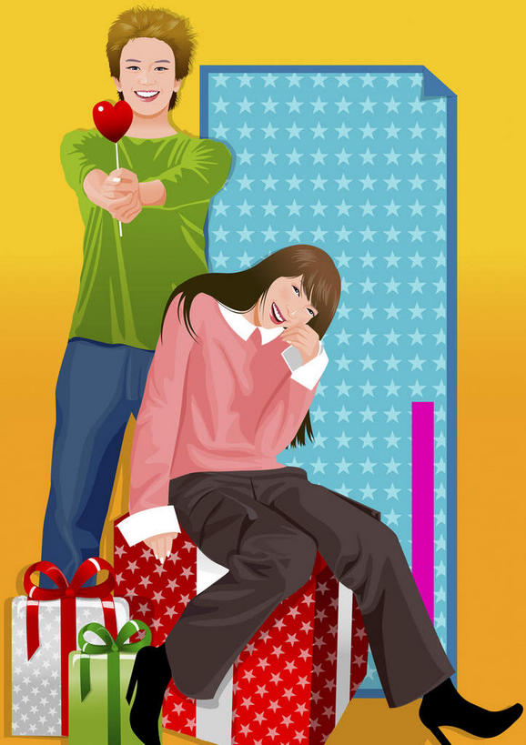 西方人,无人,伙伴,朋友,坐,竖图,插画,室内,白天,正面,友谊,数码,科技,礼盒,礼物,欧洲,欧洲人,撑,阴影,黄色背景,服装,网络,圆点,纸盒,高光,几何,计算机图形,合成,图画,托腮,注视,休闲装,盒子,画,衣服,红色,绿色,黑色,包装盒,礼品盒,观察,看,托,休闲,休闲服,服饰,礼品,观看,电脑合成图,数码合成图,察看,关注,托下巴,漫画,写实,具体,具象,友情,白种人,长发,坐着,彩图,全身