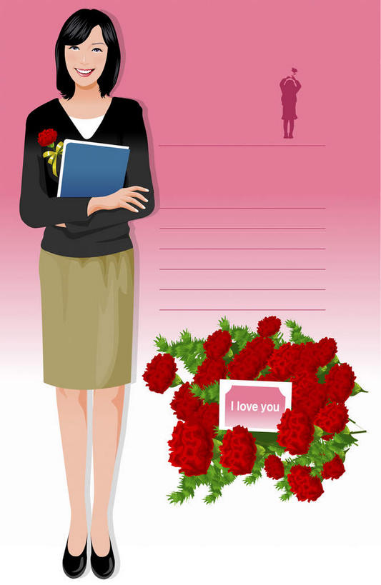 西方人,一个人,无人,站,笑,微笑,竖图,插画,室内,白天,正面,爱情,幸福,纯洁,热情,数码,科技,植物,玫瑰,欧洲,欧洲人,仅一个年轻女性,仅一个女性,仅一个人,许多,阴影,红色背景,服装,盛开,网络,英文,标志,文字,字符,字母,玫瑰花,高光,几何,计算机图形,浪漫,合成,图画,注视,休闲装,标识,画,花,花瓣,花朵,花卉,鲜花,衣服,白色,花蕊,观察,看,站着,休闲,温暖,温馨,休闲服,恩爱,服饰,观看,英文字母,电脑合成图,数码合成图,和睦,察看,关注,感动,漫画,写实,具体,具象,尊敬,天真,刺玫花,徘徊花,年轻女性,女人,女性,白种人,站立,彩图,全身,融洽