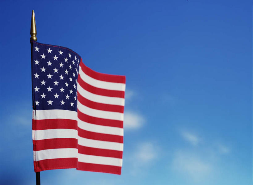 无人,横图,室外,特写,白天,仰视,旗帜,国旗,一面,阴影,光线,旗杆,影子,云,云朵,云彩,蓝色,白云,蓝天,天空,阳光,天,美国国旗,晴朗,旗,晴空,彩图,低角度拍摄