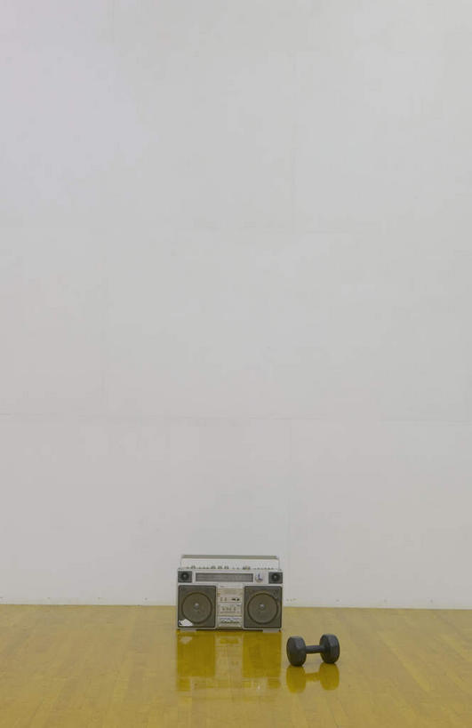 无人,健身房,竖图,室内,白天,正面,地板,静物,哑铃,阴影,反射,影子,墙,地面,设备,运动器械,木地板,墙壁,墙面,一个,收音机,健身器械,单个,信号,无线电,广播,健身器材,无线电技术,彩图,健身馆,运动器材