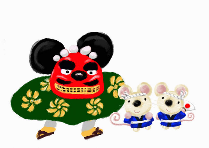 无人,横图,插画,室内,白天,白色背景,正面,数码,科技,老鼠,阴影,网络,高光,几何,计算机图形,合成,图画,文化,传统,十二生肖,画,动物,两只,属相,生肖,鼠,电脑合成图,数码合成图,漫画,魔鬼,般若,写实,具体,具象,鬼怪,兽历,妖怪,鬼魅,彩图,全身