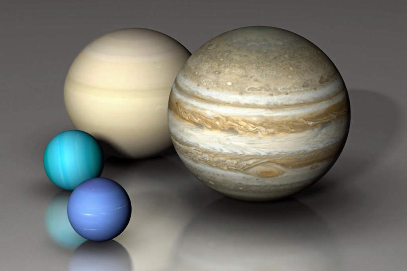 无人,横图,插画,室内,特写,白天,正面,数码,科技,阴影,灰色背景,网络,高光,几何,计算机图形,合成,图画,画,行星,电脑合成图,数码合成图,海王星,木星,天王星,土星,漫画,写实,具体,具象,九大行星,彩图