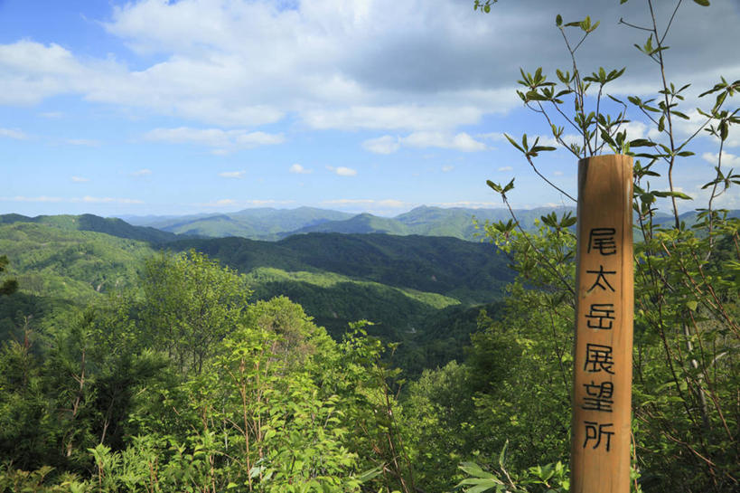 无人,横图,室外,白天,正面,旅游,度假,美景,森林,山,山脉,树林,植物,指示牌,日本,亚洲,阴影,光线,日文,标志,路标,文字,影子,字符,景观,山峰,云,云朵,山峦,云彩,娱乐,标识,路牌,树,树木,蓝色,绿色,白云,蓝天,天空,阳光,自然,群山,天,享受,休闲,景色,放松,生长,晴朗,成长,自然风光,东亚,本州,本州岛,日本国,青森,青森县,东北地方,日语,晴空,彩图
