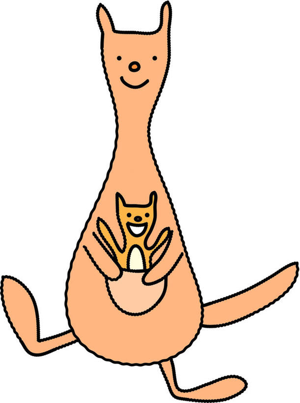 无人,竖图,插画,室内,白天,白色背景,正面,数码,科技,袋鼠,野生动物,阴影,网络,棕色,高光,几何,计算机图形,合成,图画,画,动物,两只,可爱,活泼,电脑合成图,数码合成图,漫画,写实,具体,具象,育儿袋,彩图,全身