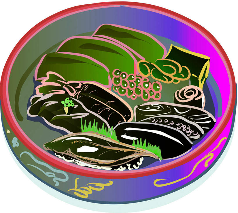 米饭,生鱼片,寿司,无人,横图,插画,室内,特写,白天,白色背景,正面,烹饪,数码,科技,蔬菜,许多,阴影,新鲜,网络,肉,鱼肉,日本料理,鱼片,料理,食品,饭,高光,几何,计算机图形,合成,图画,菜肴,美食,肉类,画,食物,日式料理,日式,佳肴,有机食品,绿色食品,虾肉,电脑合成图,数码合成图,五谷,醋饭,三维,漫画,肉食,写实,具体,具象,三维图形,四喜饭,彩图