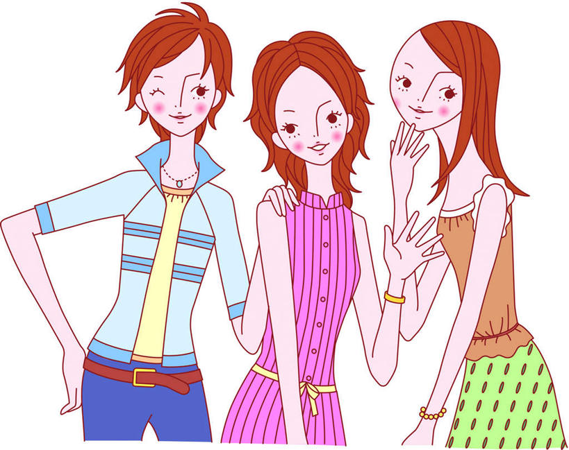 无人,三个人,伙伴,朋友,站,举,笑,微笑,露齿笑,横图,插画,室内,白天,白色背景,正面,友谊,数码,科技,阴影,服装,网络,高光,几何,计算机图形,合成,图画,注视,休闲装,画,衣服,看,托,站着,招手,休闲,休闲服,服饰,观看,电脑合成图,数码合成图,眨眼,关注,漫画,写实,具体,具象,友情,年轻女性,女人,女性,举起,举手,举着,向上举,向上伸,向上托,站立,半身,彩图