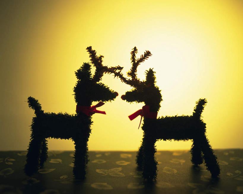 无人,横图,室内,特写,白天,正面,桌面,桌子,鹿,静物,玩具,圣诞节,黄色背景,节日,庆祝,装饰,玩偶,文化,两个,绿色,庆典,摄影,影棚,纪念,华丽,修饰,点缀,衬托,美观,雅致,雅观,角鹿,驯鹿,彩图,影棚拍摄,拍摄