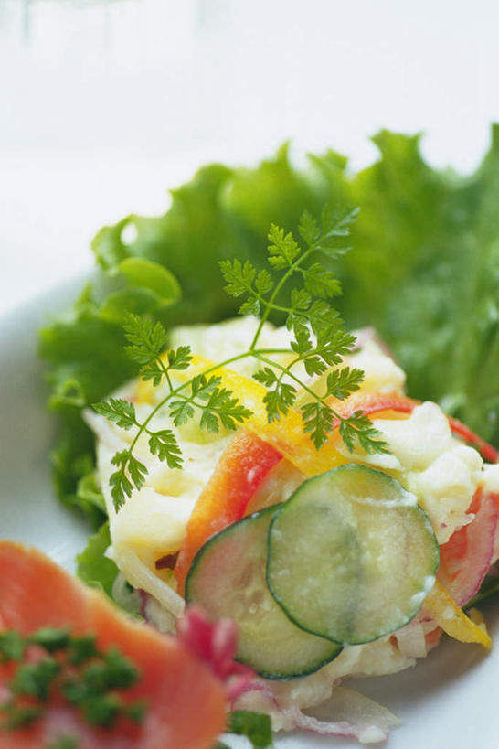 无人,竖图,俯视,室内,特写,白天,白色背景,黄瓜,蔬菜,西红柿,水果,生菜,莴苣,莴笋,肉,蔬菜沙拉,沙拉,色拉,沙律,肉类,摄影,有机食品,绿色食品,影棚,色拉酱,千岛酱,肉食,叶用莴笋,香笋,春菜,鹅仔菜,莴仔菜,千金菜,青瓜,胡瓜,番茄,彩图,高角度拍摄,影棚拍摄,拍摄