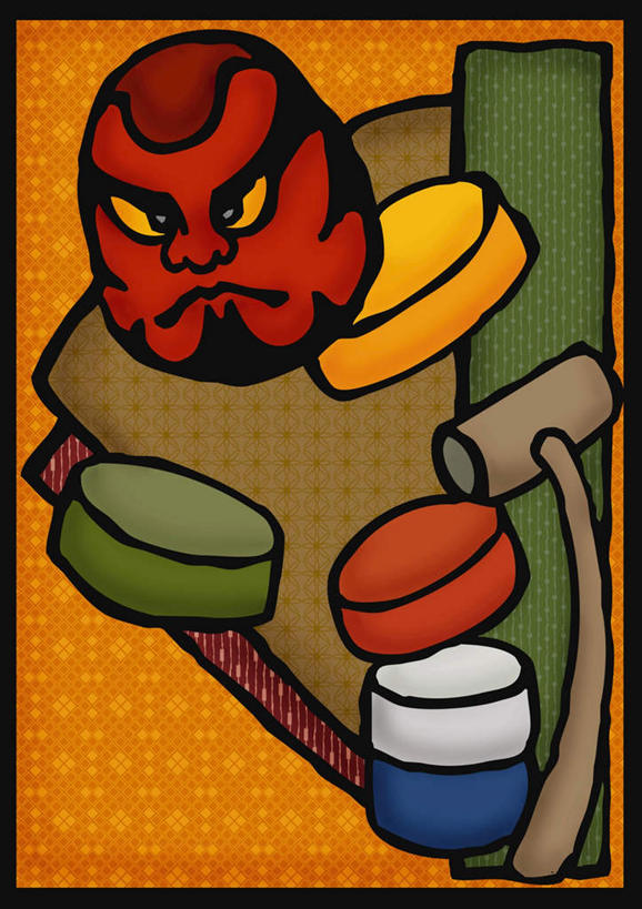 无人,竖图,插画,室内,白天,正面,数码,科技,日本,亚洲,敲打,阴影,网络,锤子,工具,吉祥物,榔头,高光,几何,计算机图形,合成,图画,画,电脑合成图,数码合成图,五金,变形,紧固,矫正,塑形,漫画,东亚,日本国,写实,具体,具象,牢固,达摩不倒翁,好运,彩图