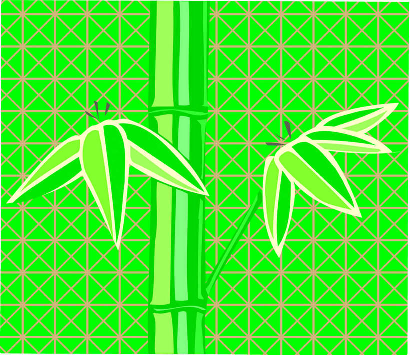 无人,横图,插画,室内,白天,正面,数码,科技,竹子,一根,绿色背景,阴影,网络,高光,几何,计算机图形,合成,图画,画,电脑合成图,数码合成图,漫画,写实,具体,具象,木版画,彩图