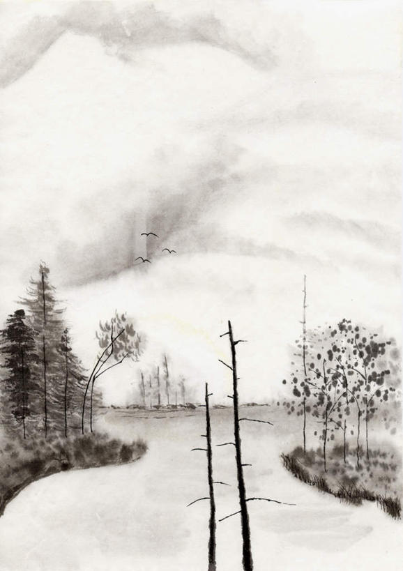 无人,竖图,黑白,室内,白天,正面,绘画,美景,山,树林,植物,道路,路,鸟,许多,飞翔,艺术,大雁,鸟类,景观,山峰,云,云朵,小路,交通,山峦,古典,云彩,文化,树,树木,绿色,白云,天空,自然,工艺品,天,品味,景色,乡间小路,生长,晴朗,成长,美术,高雅,自然风光,国画,水墨画,美学,水墨,晴空,全身