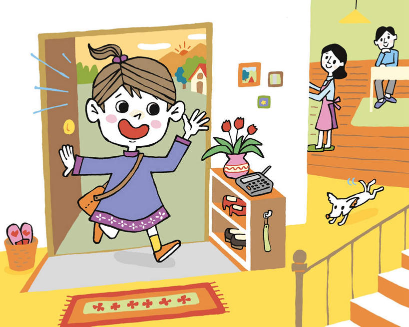 西方人,儿童,无人,三个人,家庭,母亲,父亲,女儿,栏杆,站,坐,笑,微笑,横图,插画,室内,白天,正面,家务,纯洁,数码,科技,植物,地毯,楼梯,宠物,狗,花瓶,欧洲,欧洲人,阴影,服装,欢呼,装饰,编织,网络,扶手,手工艺品,阶梯,织物,高光,几何,计算机图形,合成,图画,开门,休闲装,护栏,台阶,画,一只,小孩,衣服,动物,工艺品,打开,站着,休闲,温暖,温馨,父女,母女,三口之家,一家人,休闲服,父爱,可爱,母爱,童年,童趣,服饰,华丽,修饰,点缀,电脑合成图,数码合成图,和睦,开启,漫画,童真,烂漫,无邪,忠诚,写实,具体,具象,衬托,美观,雅致,雅观,天真,男人,男性,年轻男性,年轻女性,女孩,女人,女性,白种人,孩子,年轻人,犬,跳跃,站立,坐着,彩图,全身,融洽,女生