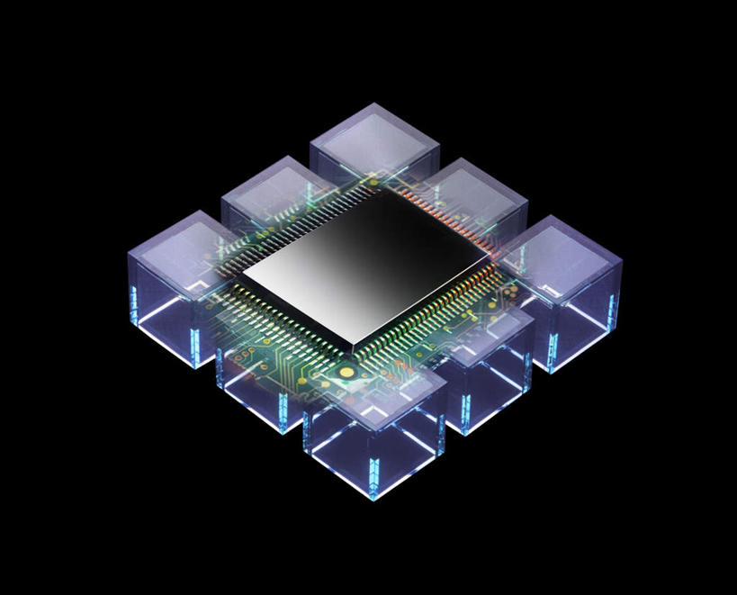 心脏,无人,横图,俯视,室内,白天,数码,科技,一排,许多,阴影,黑色背景,整齐,网络,方块,高光,几何,计算机图形,合成,排列,芯片,电脑合成图,数码合成图,中央处理器,运算,队列,核心,处理器,写实,具体,具象,计算机,彩图,高角度拍摄