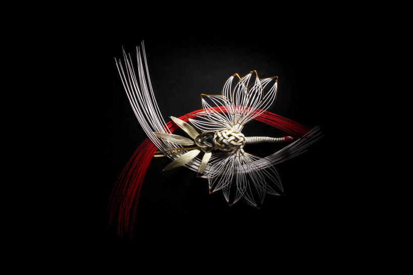 无人,横图,室内,特写,白天,正面,鸟,飞翔,黑色背景,艺术,飞行,鸟类,手工艺品,艺术品,文化,工艺品,摄影,影棚,高雅,自信心,品位,花纸绳,日本水引,日本水引绣,水引,水引绣,彩图,全身,影棚拍摄,拍摄