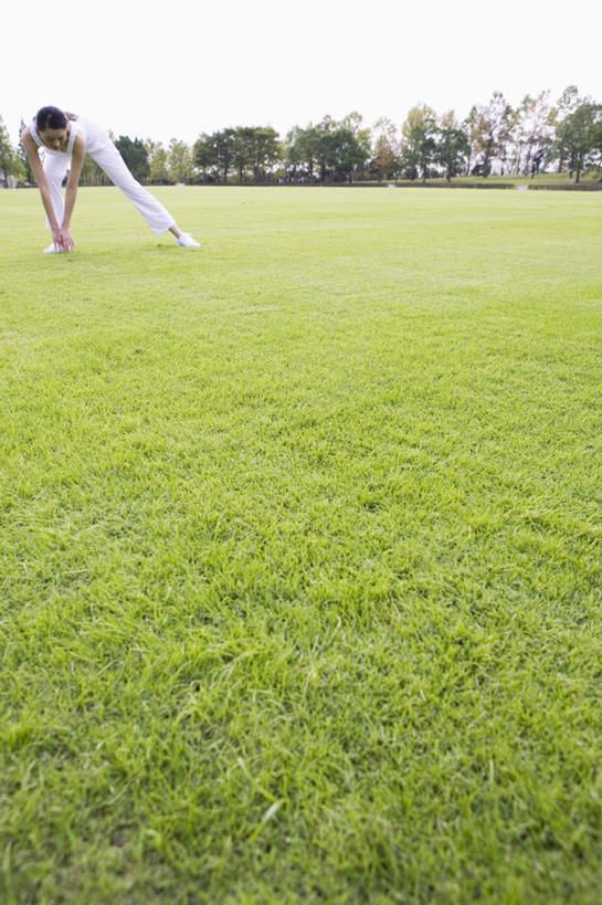 东方人,一个人,站,竖图,室外,白天,正面,锻炼,运动,草地,草坪,植物,亚洲,仅一个年轻女性,仅一个女性,仅一个人,弯腰,服装,云,云朵,云彩,注视,休闲装,黄种人,草,树,树木,衣服,蓝色,绿色,白云,蓝天,天空,自然,天,观察,看,站着,休闲,休闲服,服饰,生长,成长,观看,察看,关注,弯身,体育,年轻女性,女人,女性,亚洲人,站立,彩图,全身,健身