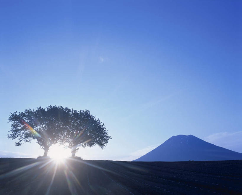 无人,横图,全景,室外,白天,正面,旅游,度假,日出,美景,山,山脉,太阳,天际线,北海道,日本,亚洲,朦胧,模糊,地平线,景观,山峰,辽阔,地面,朝霞,黎明,山峦,娱乐,蓝色,蓝天,天空,阳光,自然,群山,天,享受,休闲,景色,放松,晴朗,一望无际,自然风光,延伸,东亚,万里无云,日本国,天地相交,北海道地方,北海道岛,羊蹄山,朝阳,晴空,晴空万里,彩图,破晓