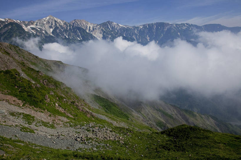 无人,公园,横图,俯视,室外,白天,旅游,度假,草地,草坪,石头,美景,山,山脉,植物,长野县,日本,亚洲,阴影,光线,石子,影子,景观,山峰,云,云朵,山峦,云彩,娱乐,草,树,树木,蓝色,绿色,白云,蓝天,天空,阳光,自然,群山,天,享受,休闲,景色,放松,生长,晴朗,成长,自然风光,东亚,本州,本州岛,日本国,中部地方,长野,国立公园,石块,晴空,彩图,高角度拍摄,中部山岳国立公园,白马岳