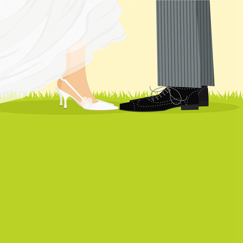 无人,两个人,新娘,新郎,站,竖图,插画,室内,特写,白天,正面,高跟鞋,婚纱,鞋,婚礼,快乐,数码,科技,草地,草坪,植物,鞋子,阴影,条纹,裤子,庆祝,反射,网络,影子,皮革,高光,几何,计算机图形,结婚,合成,图画,相视,画,草,绿色,站着,喜庆,面对面,纪念,对视,电脑合成图,数码合成图,相对,漫画,相看,写实,具体,具象,男人,男性,年轻男性,年轻女性,女人,女性,站立,半身,彩图,婚礼服,礼服,皮鞋,西服,洋装,高兴