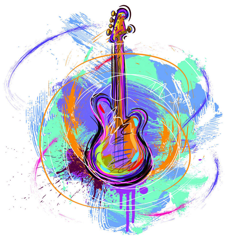 无人,方图,彩色,插画,室内,白天,白色背景,正面,数码,科技,阴影,朦胧,模糊,反射,网络,线条,影子,吉他,乐器,弦乐器,高光,几何,计算机图形,凌乱,合成,图画,画,黄色,绿色,紫色,杂乱,电脑合成图,数码合成图,混乱,弹拨弦鸣乐器,漫画,写实,具体,具象,紊乱,杂沓,彩图,弹拨弦乐器