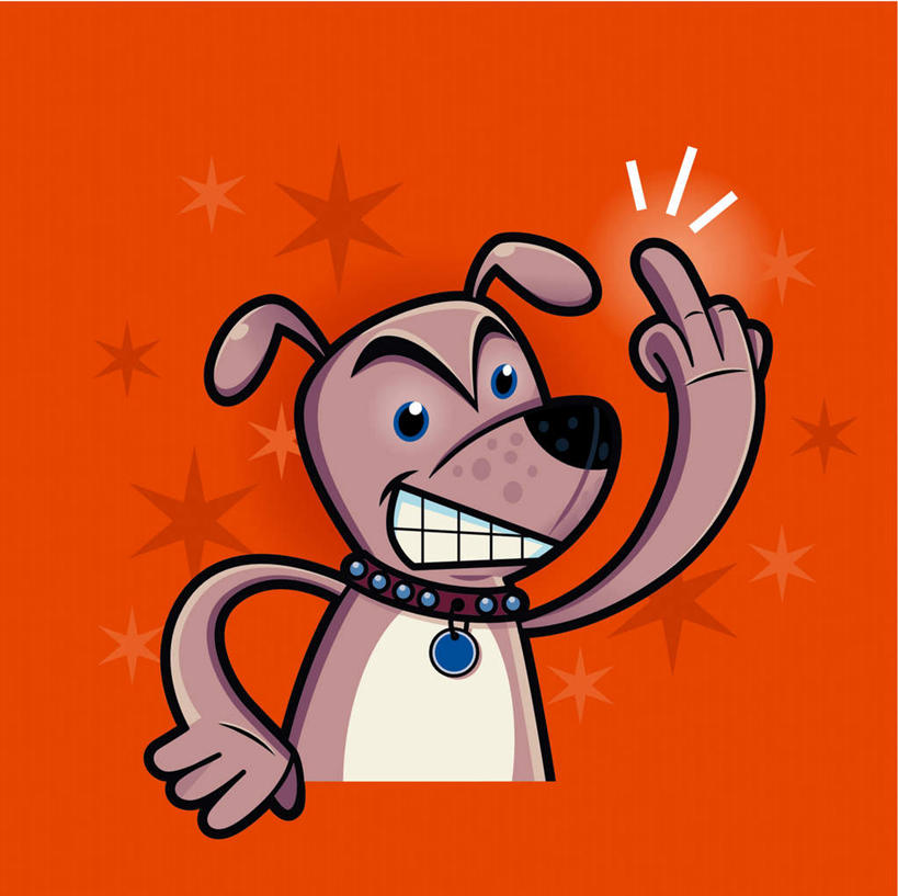 中指,无人,站,举,笑,微笑,露齿笑,横图,插画,室内,白天,正面,数码,科技,宠物,狗,咬,指,橙色背景,阴影,网络,星星,高光,几何,计算机图形,合成,图画,注视,方向,画,一只,动物,观察,看,手势,托,站着,向上,星形,链子,可爱,竖,观看,翘,电脑合成图,数码合成图,咬着,察看,指向,鄙视,关注,挑衅,漫画,五角形,忠诚,写实,具体,具象,藐视,讽刺,蔑视,嘲笑,人身攻击,犬,五角星,举起,举手,举着,向上举,向上伸,向上托,站立,半身,彩图