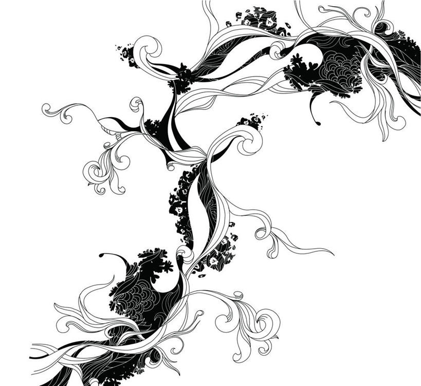 无人,横图,黑白,插画,室内,白天,白色背景,正面,数码,科技,叶子,阴影,花纹,曲折,弯曲,卷曲,网络,图案,绿叶,高光,几何,计算机图形,扭曲,合成,图画,画,嫩叶,蜿蜒,电脑合成图,数码合成图,漫画,写实,具体,具象,叶,叶片