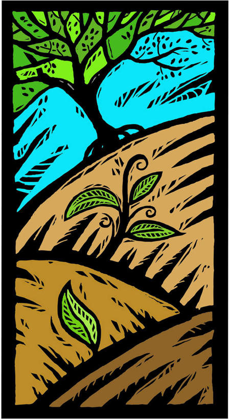 无人,竖图,插画,室内,白天,正面,数码,科技,植物,叶子,阴影,网络,山坡,绿叶,高光,几何,计算机图形,合成,图画,画,树,树木,蓝色,绿色,蓝天,天空,自然,天,嫩叶,生长,成长,电脑合成图,数码合成图,漫画,写实,具体,具象,叶,叶片,彩图