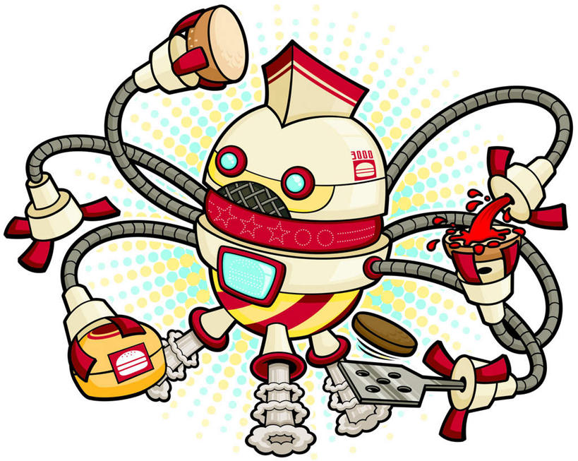 点心,面包,无人,横图,插画,室内,白天,白色背景,正面,烹饪,数码,科技,厨具,握,阴影,梦幻,发光,光束,网络,酱料,酱汁,食品,面点,光亮,高光,几何,计算机图形,合成,锅铲,图画,番茄酱,酱,画,食物,糕点,握着,电脑合成图,数码合成图,未来,机器人,发亮,漫画,憧憬,烹饪用具,张牙舞爪,写实,具体,具象,耀武扬威,烹调用具,烹调,彩图,全身