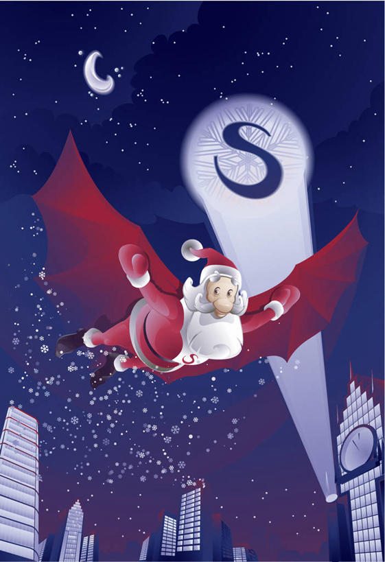 西方人,一个人,无人,高楼大厦,伸展双臂,竖图,插画,室内,夜晚,正面,数码,科技,大厦,建筑,摩天大楼,帽子,照明,欧洲,圣诞节,欧洲人,仅一个男性,仅一个人,圣诞老人,飞翔,阴影,服装,节日,庆祝,飞行,网络,英文,标志,文字,字符,字母,月亮,星星,灯光,月光,高光,几何,计算机图形,翱翔,合成,图画,注视,文化,标识,飞,灯,画,衣服,红色,灯具,观察,看,仅一个老年男性,庆典,圣诞帽,服饰,探照灯,观看,纪念,英文字母,明亮,照亮,电脑合成图,数码合成图,恒星,正义,察看,衣着,合成图,照明设备,穿着,关注,超人,漫画,斗篷,写实,具体,具象,一顶,棉帽,皎洁,衣饰,超级英雄,英雄,超能力,公理,老年男性,男人,男性,白种人,敞开双臂,伸开双臂,展开双肩,张开手臂,张开双臂,彩图,全身,大楼,高层建筑,高楼,摩天楼