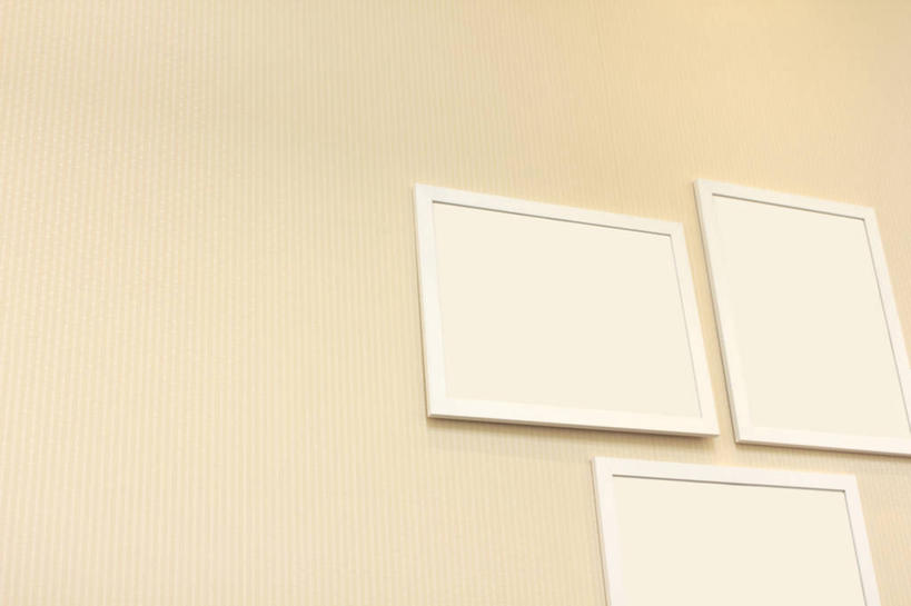 无人,横图,室内,白天,正面,静物,阴影,装饰,反射,边框,影子,墙,墙壁,墙面,画框,三个,华丽,修饰,点缀,衬托,美观,雅致,雅观,彩图