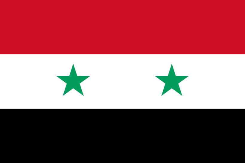 无人,横图,室内,特写,白天,正面,静物,旗帜,国旗,一面,星星,两颗,红色,绿色,白色,黑色,星形,五角形,旗,五角星,彩图,叙利亚国旗