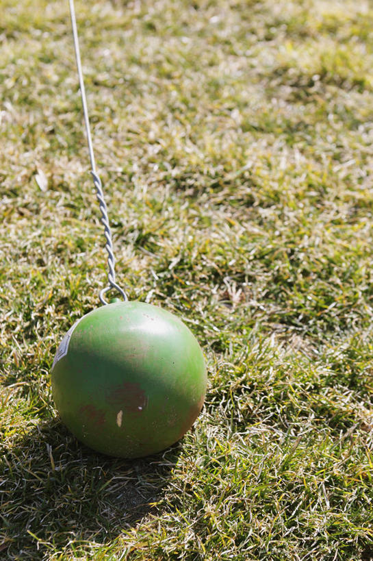 无人,竖图,室外,特写,白天,正面,草地,草坪,植物,阴影,朦胧,模糊,光线,影子,运动器械,草,一个,绿色,阳光,健身器械,单个,健身器材,铅球,彩图,运动器材