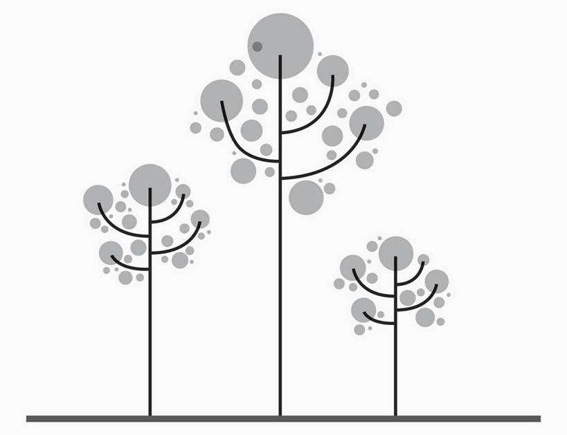 无人,横图,插画,室内,白天,白色背景,正面,数码,科技,植物,三棵,一排,阴影,整齐,网络,高光,几何,计算机图形,合成,图画,画,树,树木,排列,绿色,自然,生长,成长,电脑合成图,数码合成图,合成图,队列,漫画,写实,具体,具象,彩图