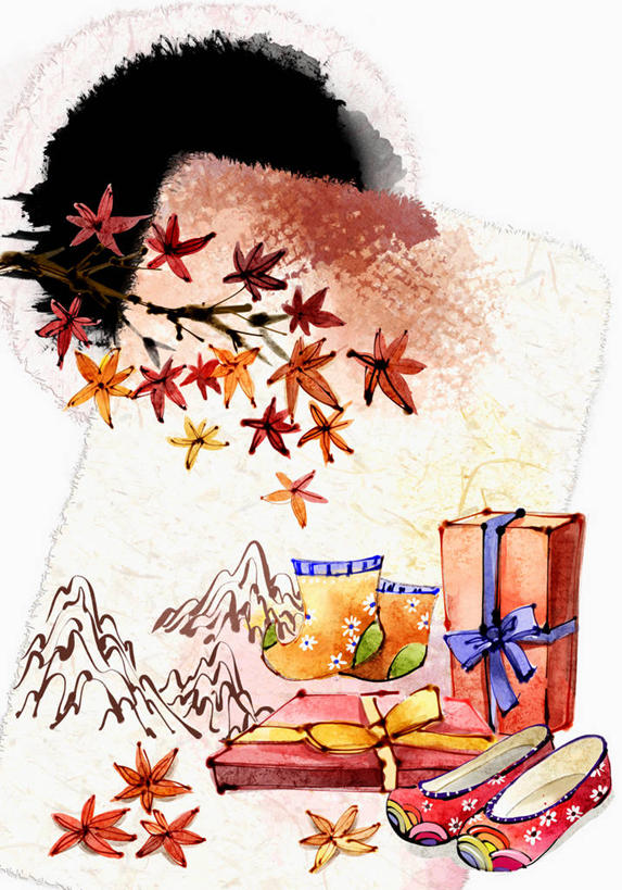 无人,竖图,插画,室内,白天,正面,数码,科技,秋季,山,山脉,礼盒,礼物,鞋子,叶子,阴影,网络,丝绸,丝带,纸盒,手工艺品,山峰,枫叶,枯叶,落叶,缎带,山峦,高光,几何,计算机图形,合成,图画,绸带,盒子,画,黄色,红色,包装盒,礼品盒,群山,礼品,绣花鞋,布鞋,枫树叶,电脑合成图,数码合成图,合成图,漫画,写实,具体,具象,中国鞋,叶,叶片,秋,秋天,彩图