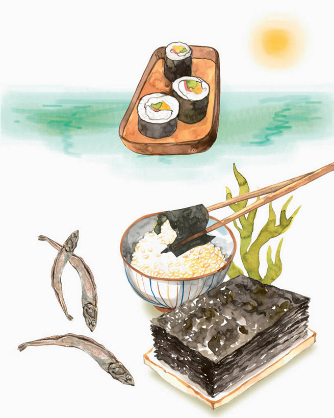 米饭,寿司,无人,竖图,插画,室内,白天,白色背景,正面,烹饪,数码,科技,餐具,阴影,网络,鱼,碟子,盘,海苔,日本料理,料理,食品,紫菜,饭,高光,几何,计算机图形,合成,图画,菜肴,美食,鱼类,海洋生物,画,食物,盘子,碟,日式料理,日式,佳肴,电脑合成图,数码合成图,五谷,合成图,水生动物,醋饭,水生物,漫画,海底动物,写实,具体,具象,四喜饭,彩图,条斑紫菜