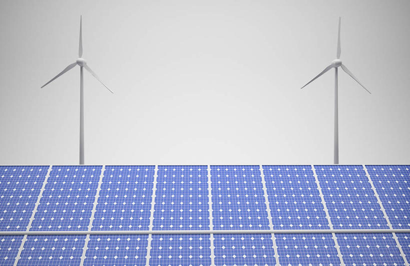 无人,横图,室内,白天,正面,农业,风能,太阳能,风力发电机,风车,环保,电力,设备,蓝色,发电,机械,工业,能源,存储,资源,风力机,储存,利用,低碳,风力发电,风力涡轮机,太阳能电池板,彩图