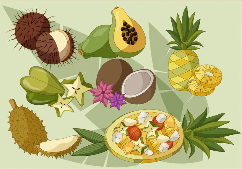 无人,横图,插画,室内,白天,正面,数码,科技,植物,菠萝,木瓜,椰子,水果,叶子,阴影,新鲜,网络,纹理,陶瓷,生食,沙拉,食品,果实,绿叶,草药,药草,陶瓷制品,高光,几何,计算机图形,合成,图画,色拉,沙律,水果沙拉,中药,画,食物,绿色,容器,碗,杨桃,嫩叶,有机食品,绿色食品,色拉酱,储藏,红毛丹,五敛子,电脑合成图,数码合成图,合成图,三廉子,阳桃,洋桃,储存,千岛酱,药材,中草药,漫画,中药材,本草,肌理,写实,具体,具象,韶子,毛龙眼,毛荔枝,大椰,胥余,椰瓢,越王头,奶匏,蓬生果,乳瓜,石瓜,万寿匏,菜籽灵,柳叶菜,柳兰,叶,叶片,叶脉,万寿果,凤梨,番木瓜,彩图,贮存