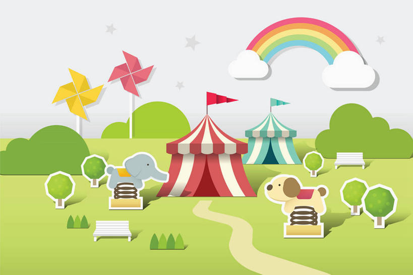 无人,马戏团,横图,插画,室内,白天,正面,游戏,快乐,自由,幸福,数码,科技,彩虹,草地,草坪,植物,道路,路,哺乳动物,宠物,大象,狗,野生动物,风车,旗帜,玩具,阴影,网络,云,星星,云朵,小路,交通,高光,几何,计算机图形,玩,合成,云彩,图画,娱乐,旗子,画,草,树,树木,绿色,白云,自然,动物,两只,休闲,喜庆,星形,活力,可爱,生长,成长,活动,希望,吉祥,电脑合成图,数码合成图,象征,合成图,发泄,消遣,智力,木马,和平,梦想,漫画,五角形,忠诚,写实,具体,具象,宣泄,进取,灵动,勇敢,勤奋,旌旗,旗号,团结,幸运,虹,虹桥,七彩虹,天虹,象,犬,五角星,玩耍,嬉戏,彩图