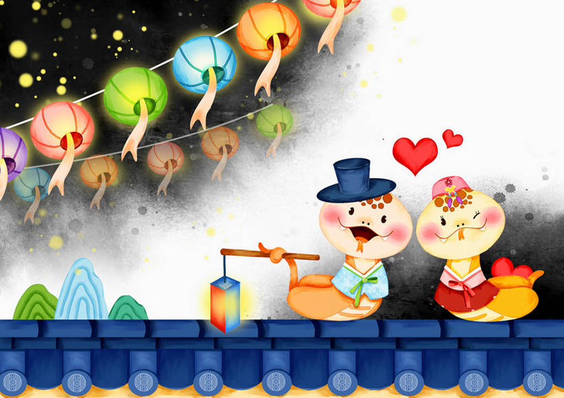 无人,笑,微笑,露齿笑,横图,插画,室内,夜晚,正面,民族服装,爱情,数码,科技,建筑,野生动物,帽子,照明,春节,两条,阴影,节日,庆祝,网络,爬行动物,蛇,灯笼,头饰,瓦片,纸灯笼,屋顶,高光,几何,计算机图形,浪漫,合成,顶棚,图画,瓦,拎,注视,礼帽,文化,吐舌头,画,动物,发夹,发饰,夹子,绳子,灯具,观察,看,庆典,温暖,温馨,恩爱,眨眼睛,恋人,建造,服饰,观看,纪念,绳索,照亮,电脑合成图,数码合成图,和睦,察看,眨眼,合成图,照明设备,关注,冷血动物,凶猛,脊椎动物,长虫,漫画,屋瓦,写实,具体,具象,朝鲜服,残暴,凶残,情侣,彩图,全身,传统服装,民俗服,伴侣,韩服,融洽,拎着,冷血