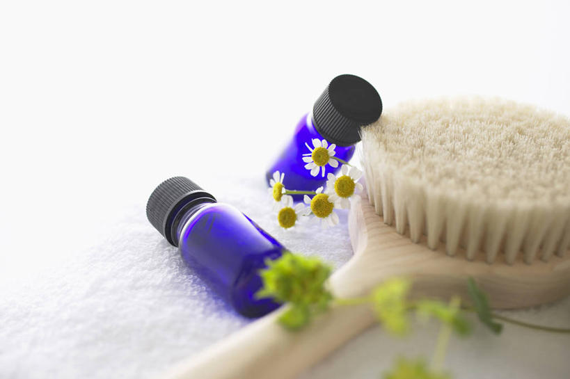 无人,横图,室内,特写,白天,正面,一把,阴影,朦胧,模糊,盛开,反射,影子,花蕾,玻璃制品,花,花瓣,花朵,鲜花,两个,玻璃瓶,精油,瓶子,刷子,花苞,花蕊,甘菊,沐浴刷,清洁用具,杭菊花,高尚,杭白菊,洗浴用具,芳香植物,芳香油,挥发油,香精油,彩图