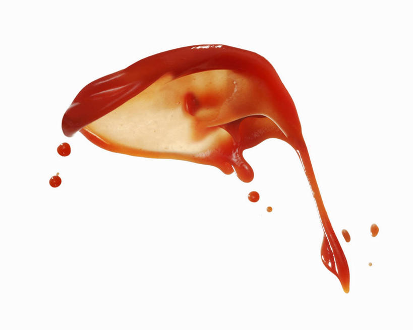 无人,横图,俯视,室内,特写,白天,白色背景,水,餐桌,桌子,飞溅,溅,液体,水滴,调料,酱料,酱汁,茄汁,佐料,调味品,调味料,番茄酱,酱,水珠,红色,摄影,影棚,餐台,喷洒,彩图,高角度拍摄,影棚拍摄,拍摄