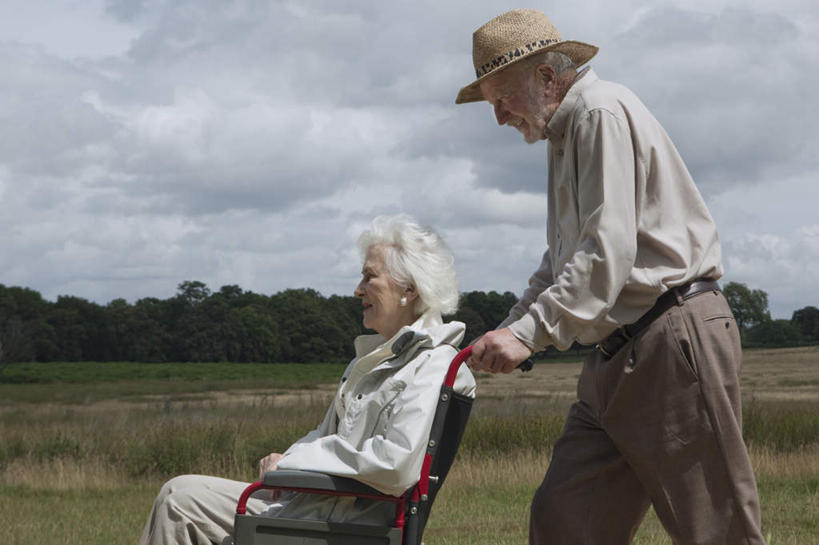 西方人,两个人,夫妻,站,坐,推,笑,微笑,横图,室外,白天,侧面,衬衫,爱情,草地,草坪,植物,帽子,欧洲,欧洲人,阴影,服装,光线,工具,影子,云,云朵,浪漫,云彩,注视,休闲装,草,树,树木,衣服,蓝色,绿色,白云,蓝天,天空,阳光,自然,轮椅,遮阳帽,天,复健,观察,看,站着,休闲,康复,休闲服,器械,恩爱,恋人,服饰,生长,晴朗,成长,观看,察看,医疗设备,关注,医疗器械,医疗工具,辅助设备,老年男性,老年女性,男人,男性,女人,女性,白种人,夫妇,情侣,晴空,站立,坐着,半身,彩图,衬衣,伴侣