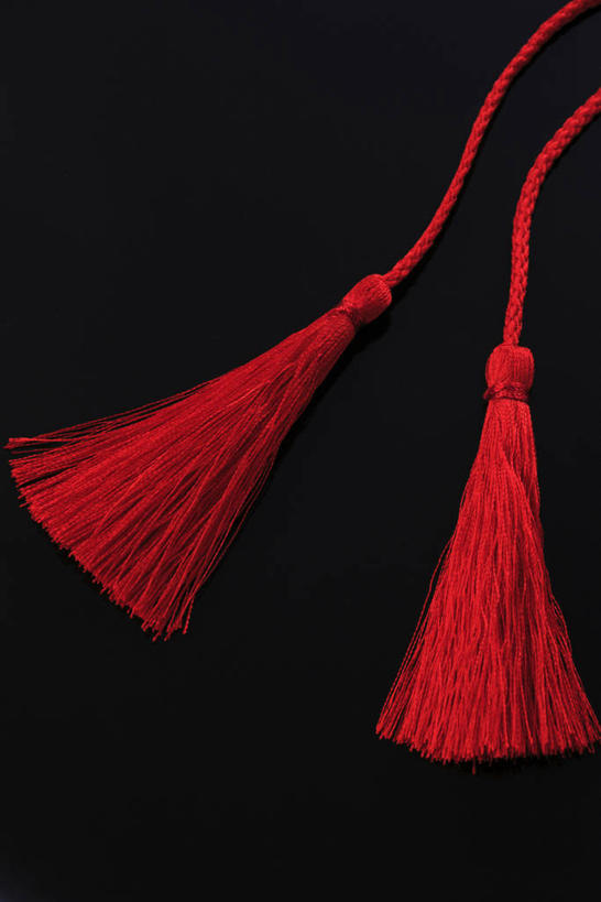 无人,竖图,室内,特写,白天,正面,静物,黑色背景,装饰,两个,红色,摄影,流苏,影棚,华丽,修饰,点缀,衬托,美观,雅致,雅观,彩图,影棚拍摄,拍摄