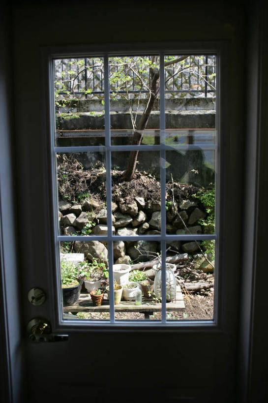 无人,竖图,俯视,室内,白天,石头,植物,窗户,门,桌面,桌子,花盆,木制,盆栽,石子,陶瓷,盆景,陶瓷制品,玻璃窗,绿色,自然,把手,门把手,木制品,容器,门框,生长,成长,储藏,门把,储存,石块,岩石,拉手,彩图,高角度拍摄,贮存